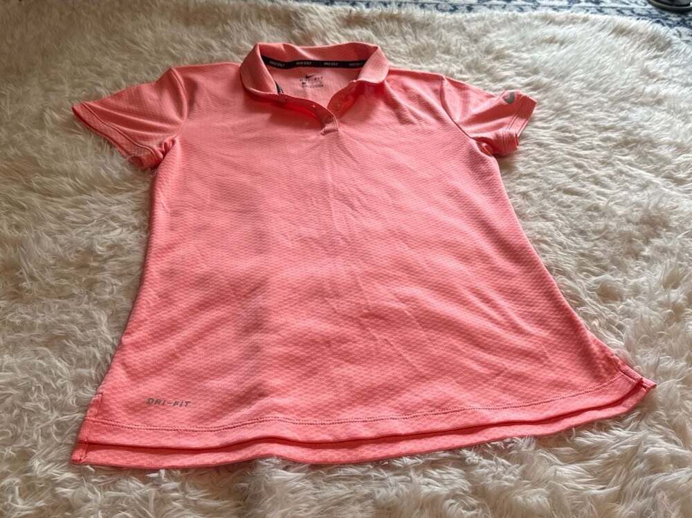 Nike Golf Women's Dri-FIT Textured Short Sleeve Polo Shirt Pink